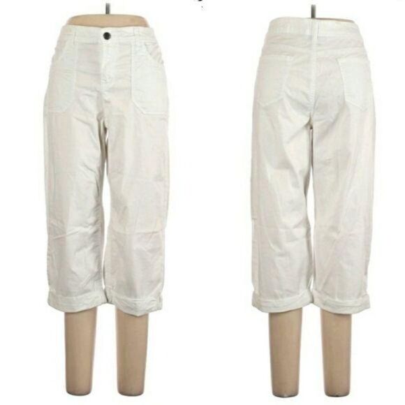 Style & Co Cotton Casual High Waisted  Rolled Cuff Capris Pants White Sz 14 - Picture 1 of 9